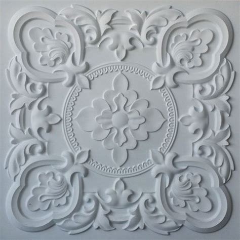 Painting an ornate tin tile ceiling in fine detail is easy because it is painted with primer before it gets fixed to the ceiling. Gaby - Faux Tin Ceiling Tile - 24 in x 24 in - #DCT 30 ...