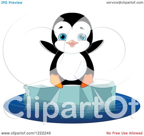 Download Clipart of a Cute Baby Penguin Sitting on Floating Ice ...