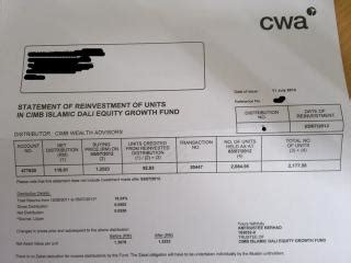 Each unit trust is divided into purchasable units. CIMB CWA unit trust -making/lose money?ok or not?