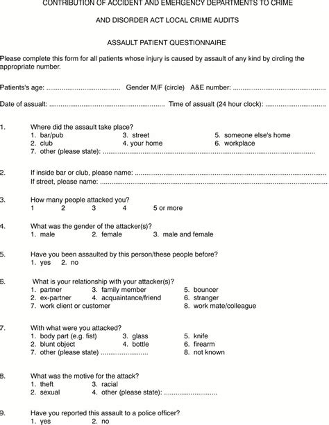 The development of an assault patient questionnaire to ...
