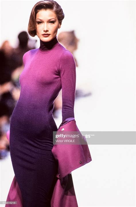 Young carla for chantal thomas rtw f/w 1987: Carla Bruni walks the runway at the Claude Montana Ready ...