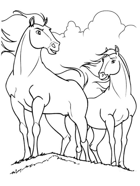 New animal posts are currently scheduled twice weekly, on mondays and thursdays. Spirit And Rain Horses Coloring Page - Free Printable ...