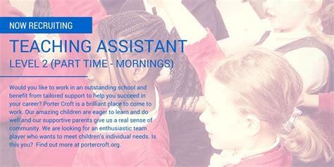 See salaries, compare reviews, easily apply, and get hired. Level 2 Teaching Assistant Job Advert | Porter Croft C of E Primary Academy