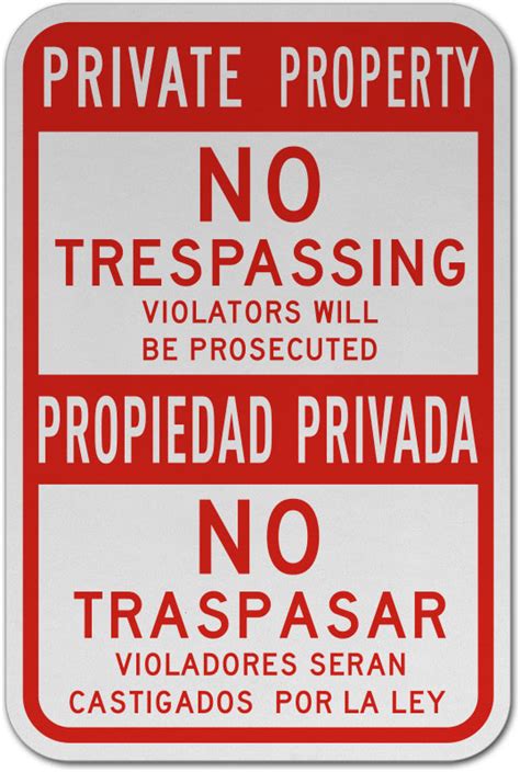 Check spelling or type a new query. Bilingual Private Property No Trespassing Sign F7399BI