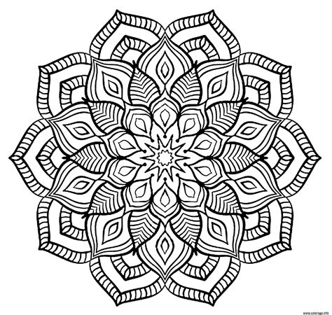 Mandala à imprimer à motif fleur stylisée. Coloriage Mandala Adulte Fleurs Relaxation Dessin Fleurs à ...