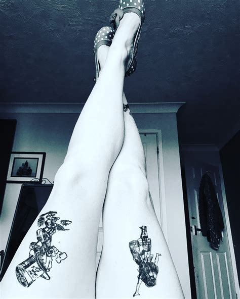 In may 2010, he made his national debut with the single alice in wonderland, which was released on itunes and accompanied a music video along with the song. Alice tattoos Tattooed legs Alice in wonderland Tattooed ...