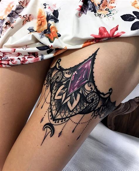 Check spelling or type a new query. Black Lace Garter & Amethyst Stone | Best tattoo design ideas