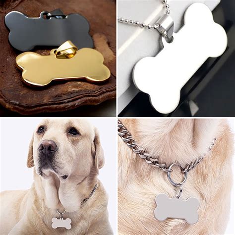 Attaches securely to your existing collar • eliminates snagging that occurs with traditional dog tags • laser engraving guaranteed for life • sleek, tough, and simple solution made from medical grade stainless steel • small pet id fits collars ½ to ¾ wide • med/large pet id. Visland Pendant ID Name Blank Bone Tags For Dog | Walmart ...