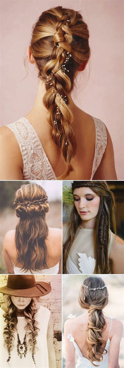 If you wish to wear your hair down, consider rocking cascading curls that are loose and softly textured. Boho Hairstyles with Braids - Bun Updos & Other Great New ...