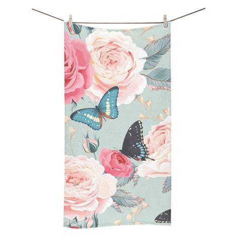 Towels & washcloths └ bathroom supplies & accessories └ bath └ home, furniture & diy all categories skip to page navigation. MKHERT Seamless Peony Roses And Butterfly Bath Towel ...
