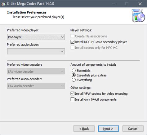 Codecs and directshow filters are needed for encoding and you can for example configure your preferred decoders and splitters for many formats. K-Lite Codec Pack / Windows скачать торрент бесплатно