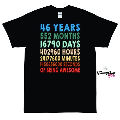 46th Birthday Shirt 46th Birthday Gift Birthday Tee Gift | Etsy | Birthday shirts, 50th birthday ...