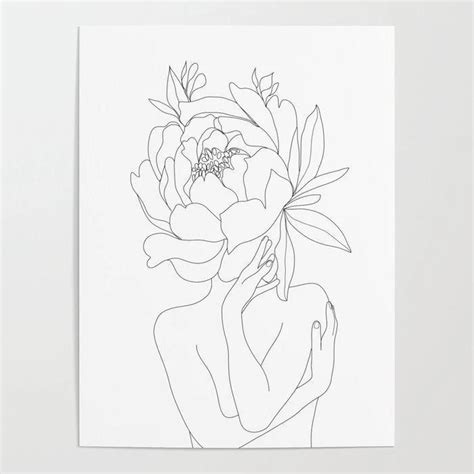Minimal line art woman with flowers iii. 2020 的 Minimal Line Woman Minimal Line Art Woman Flower ...