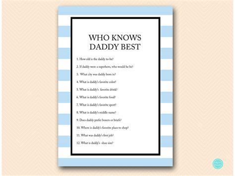 Here are three free printables for this who knows daddy best baby shower game. Blue Baby Shower Games - Magical Printable