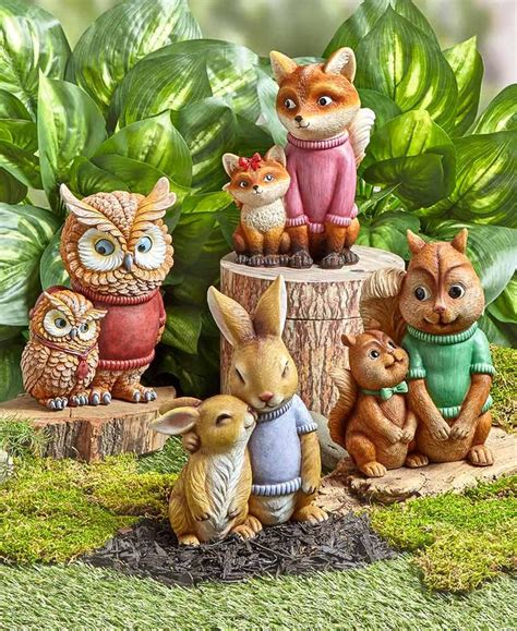 Lovely garden statues animals outdoor decor ideas. Forest Animal Family Garden Statues in 2020 | Garden ...