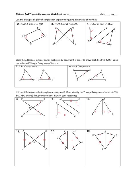 Basic questions related to congruence of triangles. ASA and AAS Triange Congruence