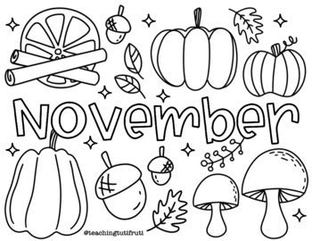 Be sure to check out classroom doodles for some more november printables and coloring pages. November coloring page / Noviembre hoja para colorear by ...