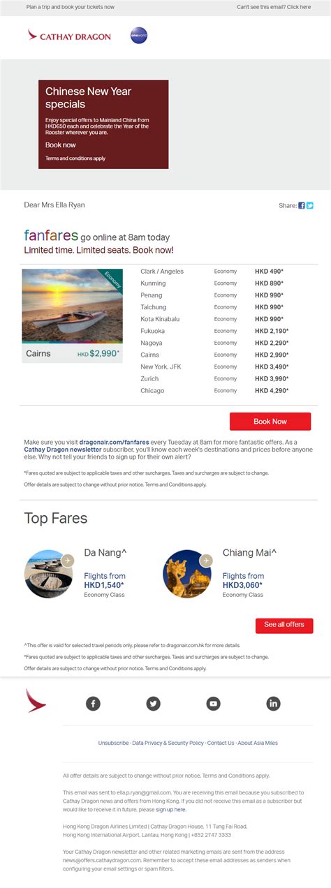 How to fly cathay pacific first class using points. Chinese New Year Travel Email from Cathay Pacific # ...