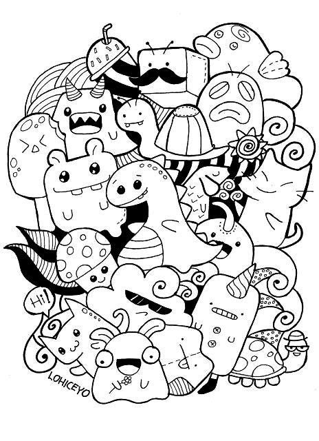 Doodle coloring page printable | cute/kawaii coloring page for kids and adults. Pin by Aubree Doucha on Drawing | Kawaii doodles, Doodle ...