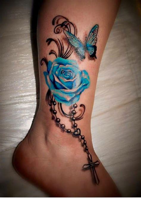 Rose tattoo designs and ideas with great images for 2021. matching foot tattoos #Foottattoos #rosaryfoottattoos ...