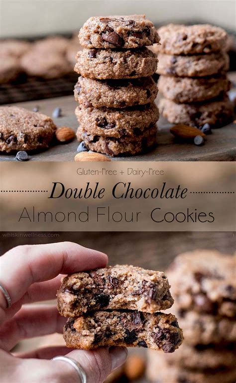 Almond flour is the secret ingredient in these crisp and tender chocolate chip cookies. Double Chocolate Almond Flour Cookies | Almond flour cookies