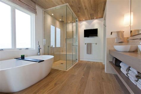 Damaging laminate flooring planks is hard, but it happens! 20 Beautiful Bathrooms With Wood Laminate Flooring