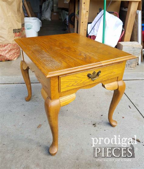 Crafted with gorgeous fluting and beautiful dark artisan oak finish, the broyhill estes park drawered end table is a fantastic option for your home or. Queen Anne Table Made New - Prodigal Pieces in 2020 | Side ...