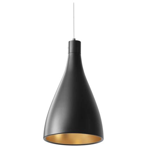Narrow Swell String Pendant Light in Black and Brass by Pablo Designs For Sale at 1stdibs
