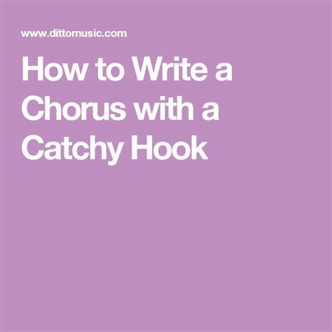 How do i approach writing verse lyrics? How to Write a Chorus with a Catchy Hook | Songwriting ...