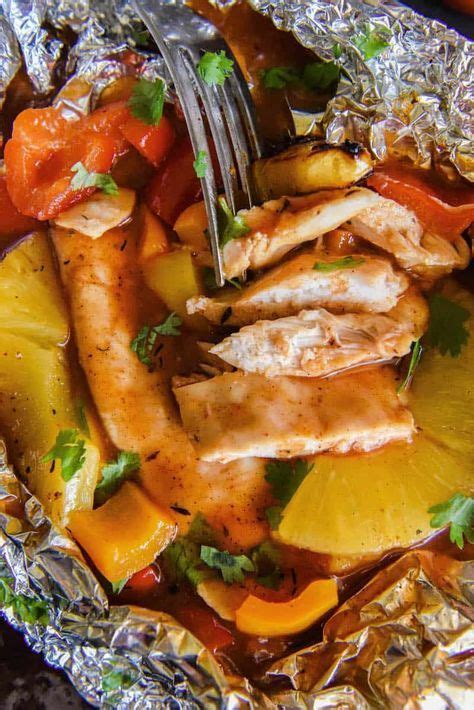 Stick a few skewers in the chicken, and let everyone dig in! Honey Bourbon Pineapple Chicken Foil Packets: our favorite ...