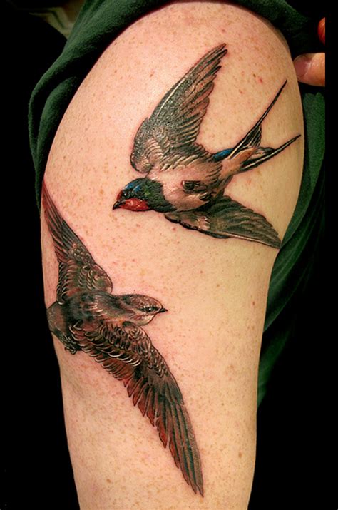 Double hand tattoos by dylan weber, an artist at atlnts studio in sydney, australia. Swift and Swallow by Ester Garcia | Swallow tattoo, Tattoos, Chest tattoos for women