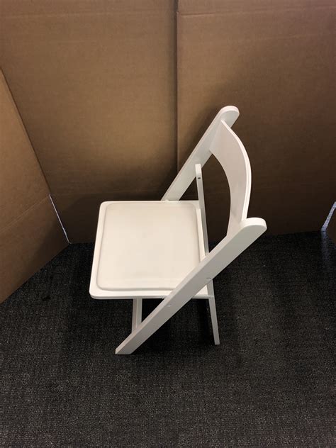 38 x 16 x 2.5. White Wooden Padded Folding Chairs - Predominantly Office