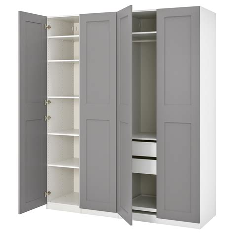 It's our pax wardrobe system that's super customisable inside and out. PAX / GRIMO Wardrobe combination - white/Grimo grey - IKEA ...