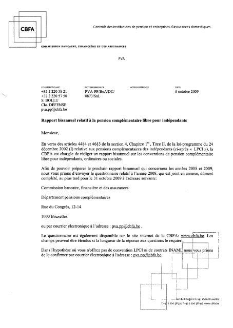 Lettre explicative - FSMA