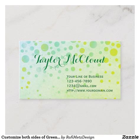 Usually ships within 6 to 10 days. Customize both sides of Green Bubbles Business Card ...