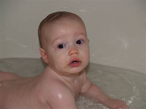 Some babies will cry during baths. The Glenn Gang: Bath time for the baby boy