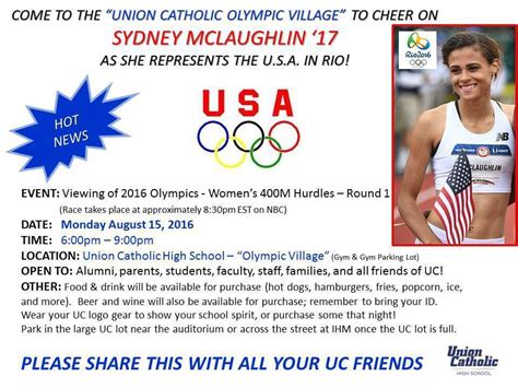 Olympian to compete in track and field since 1972.set a junior world. Union Catholic to Host Viewing Party in Scotch Plains to ...