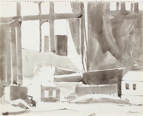 Knight was a painter in the figurative, realist tradition and who embraced english impressionism. Industrial Cityscape Abstraction 1976 Ink Wash #A8318 ...