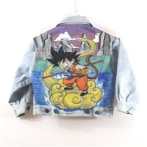 Dragon ball z bomber jacket capsule corp. Veste jean Kid bleue K4U-Créations Motif Dragon Ball Z peint à la main Taille 4 ans | Veste en ...