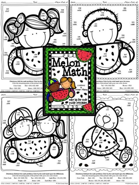 Coloring squared will try to provide you with new worksheets often. Color By Number Melon Math ~ 3 Digit Addition ...