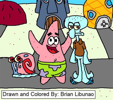 Squidward's father may have been just like him, as he never hugged squidward according to one episode. Squidward Patrick and Gary by Brian12 on DeviantArt