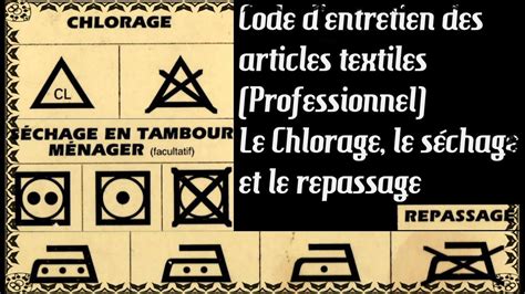 Code d'entretien des articles textiles (Professionnel) - Le Chlorage ...