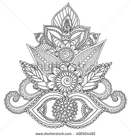 Henna paisley floral pattern coloring page. Coloring pages for adults. Henna Mehndi Doodles, zentangle ...