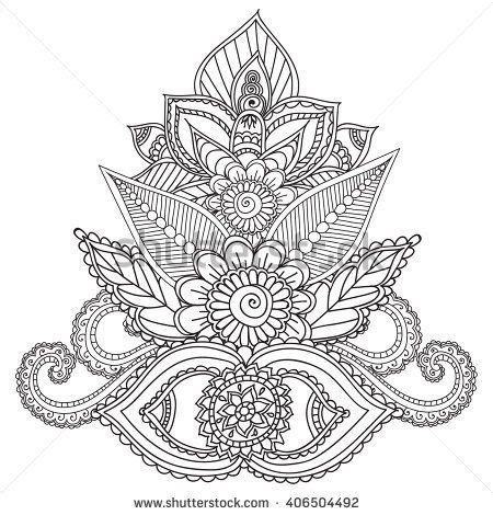 Henna paisley floral pattern coloring page. Coloring pages for adults. Henna Mehndi Doodles, zentangle ...