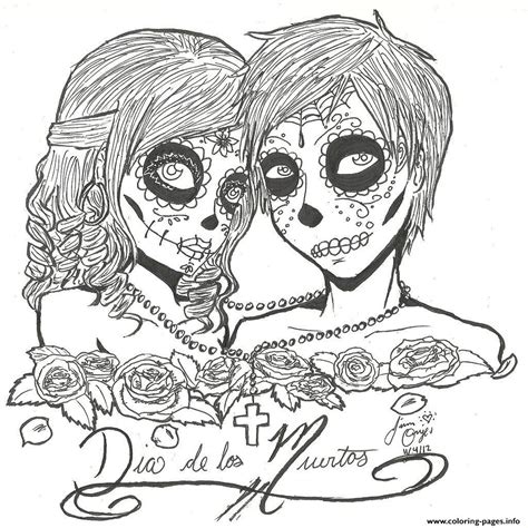 ‎skull pattern coloring page for adults. Skull Sugar Couples Love Coloring Pages Printable