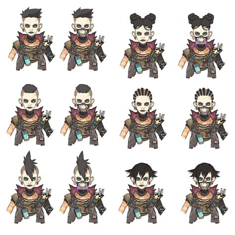 Female hairstyle illustrations and clipart (55,492). COV Female Bandit Hairstyles Concept Art - Borderlands 3 ...