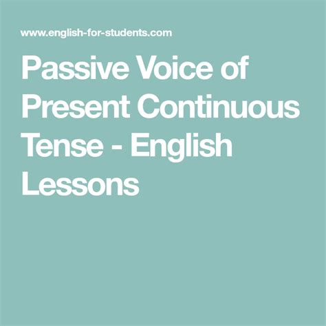 Simple past i played basketball yesterday. Passive Voice of Present Continuous Tense - English ...