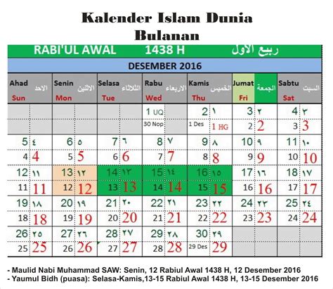 Kalender yang team kanalmu siapkan ini lengkap dari bulan januari, sampai dengan bulan 10 agustus tahun baru islam 1443 hijriyah. Bulan Rabiul Awal 1438 H Kalender Islam Bersatu | Hikmah 313