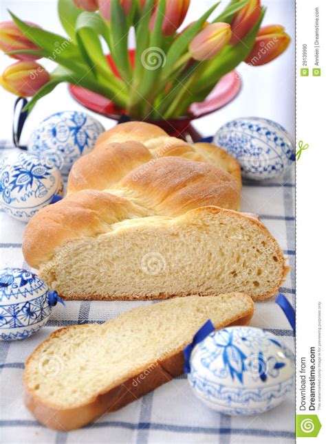 It is decorated with three hard boiled and colored eggs, and makes a great sweet bread for the easter table. Sweet German Easter Bread stock photo. Image of christmas ...