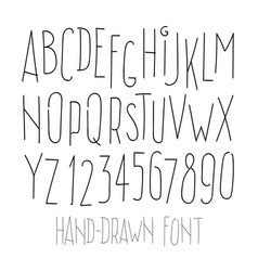 Mona handdrawn font is a hand drawn brush uppercase font. Light thin hand drawn font type alphabet Vector Image